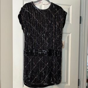Black Sequin cocktail Dress with Silver Accents Forever 21 NWT